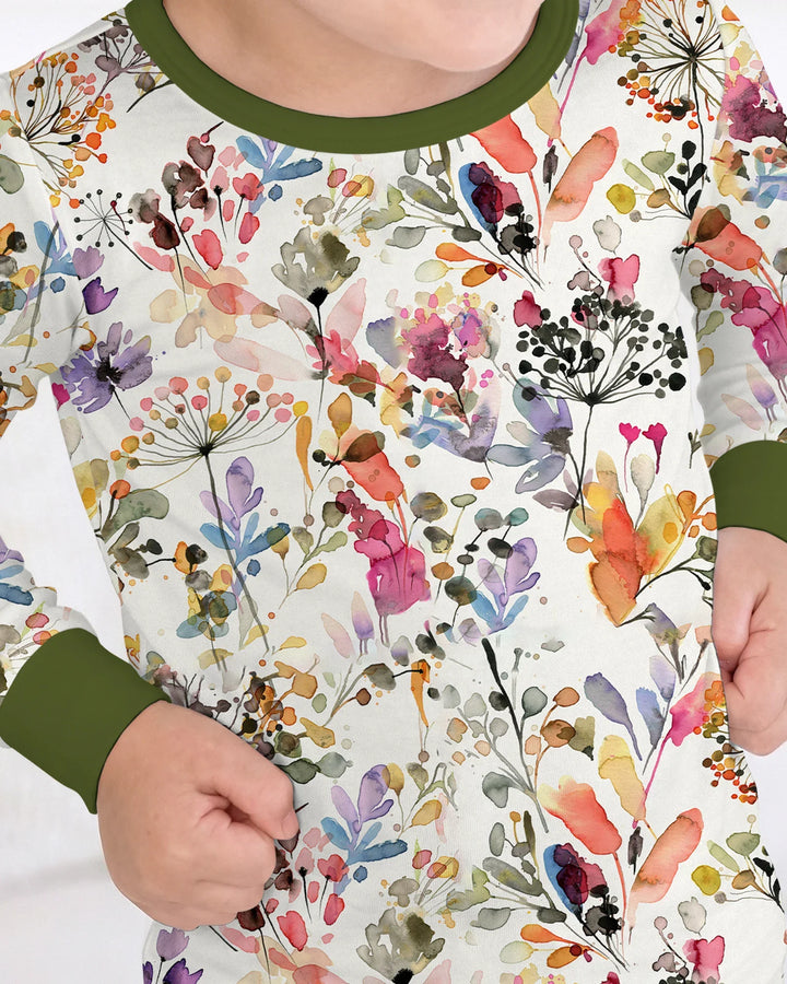 Conjunto de pijama de dos piezas de manga larga de bambú Autumn Meadow Botanicals
