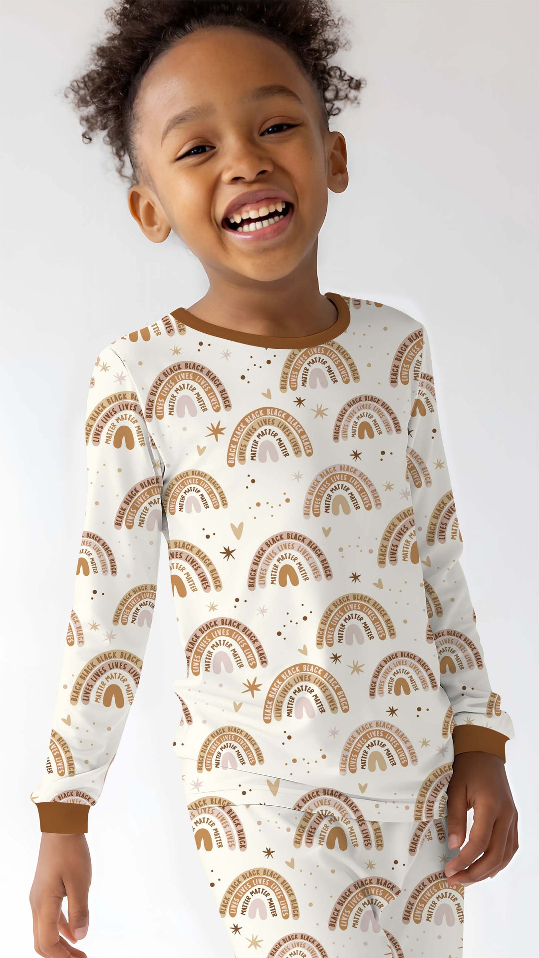 Back Lives Matter Rainbow Two Piece Long Sleeve Pajama Set