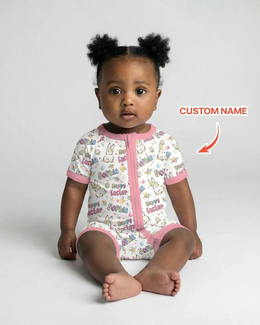 Personalized Happy Easter Bunny Shorty Zippy