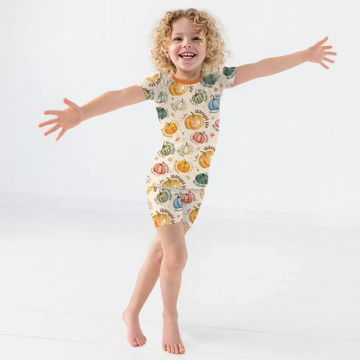 Christian Thanksgiving Two Piece Short Sleeve Shorts Pajama Set , Christian Thanksgiving Two Piece Short Sleeve Shorts Pajama Set - 12-18M / Chocolate Brown