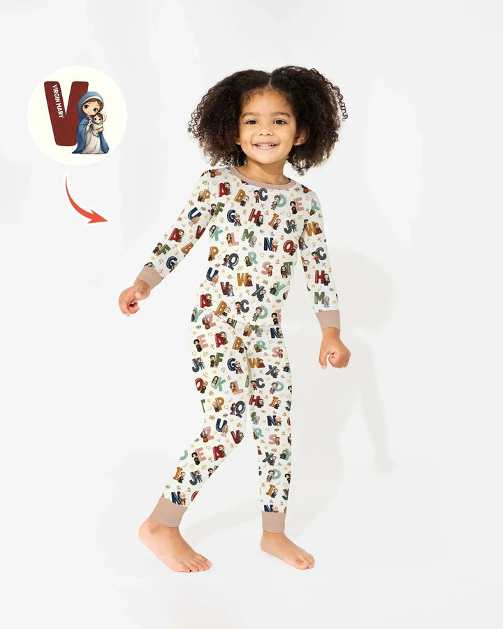 Catholic Saint ABCs Two Piece Long Sleeve Pajama Set