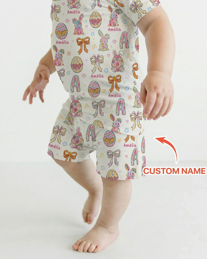 Zweiteiliges Pyjama-Set mit kurzen Ärmeln und Shorts im Sommer-Design