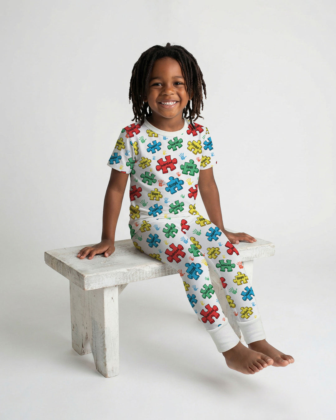 Puzzle You Are Two Piece Short Sleeve Pajama Set