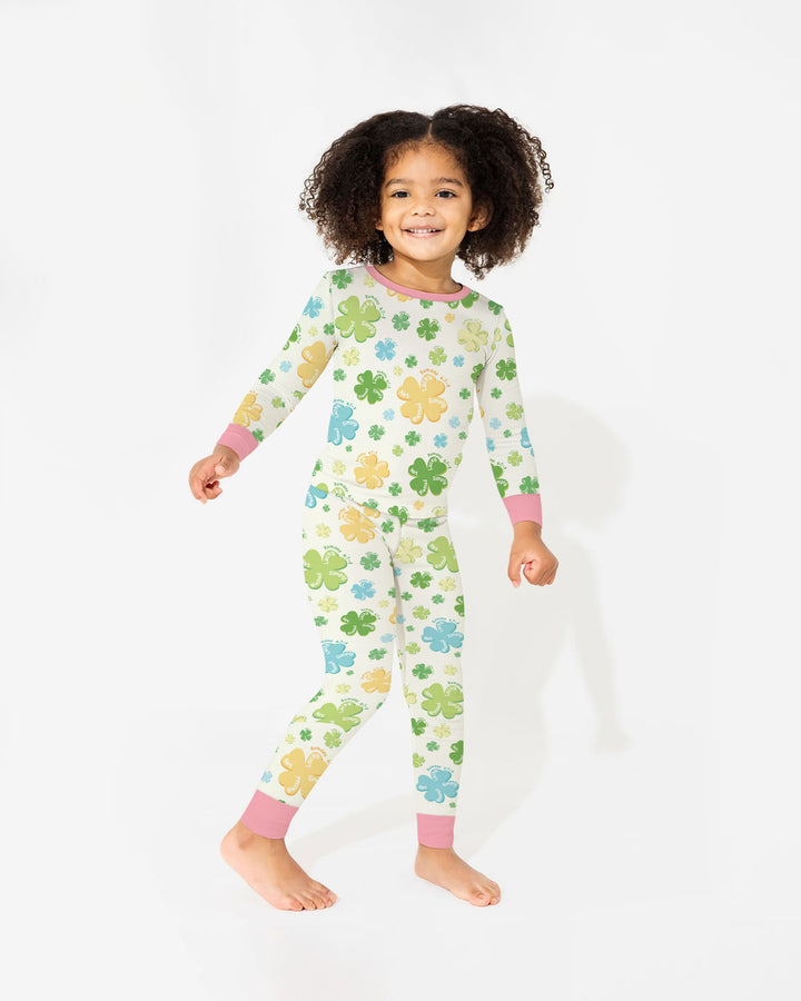 Shamrocks Print St. Patrick's Day Two Piece Long Sleeve Pajama Set