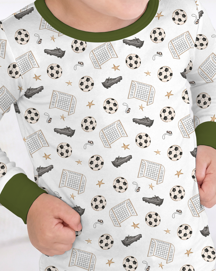 Little Soccer Star Bamboo Two Piece Long Sleeve Pajama Set