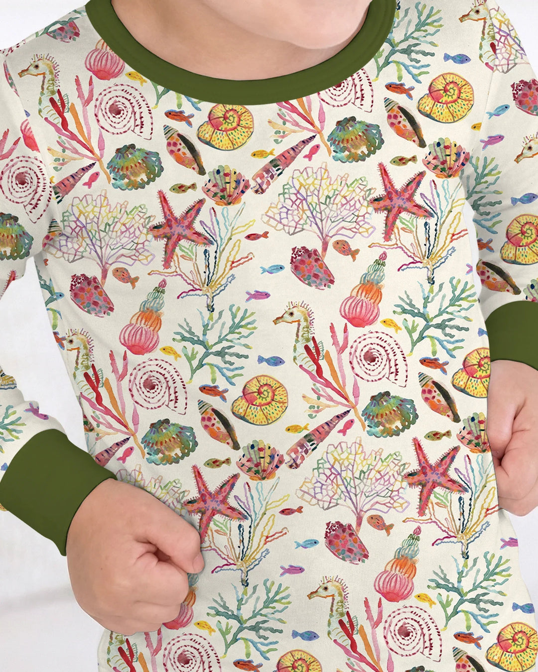 Tropical Reef Whimsy  Bamboo Two Piece Long Sleeve Pajama Set