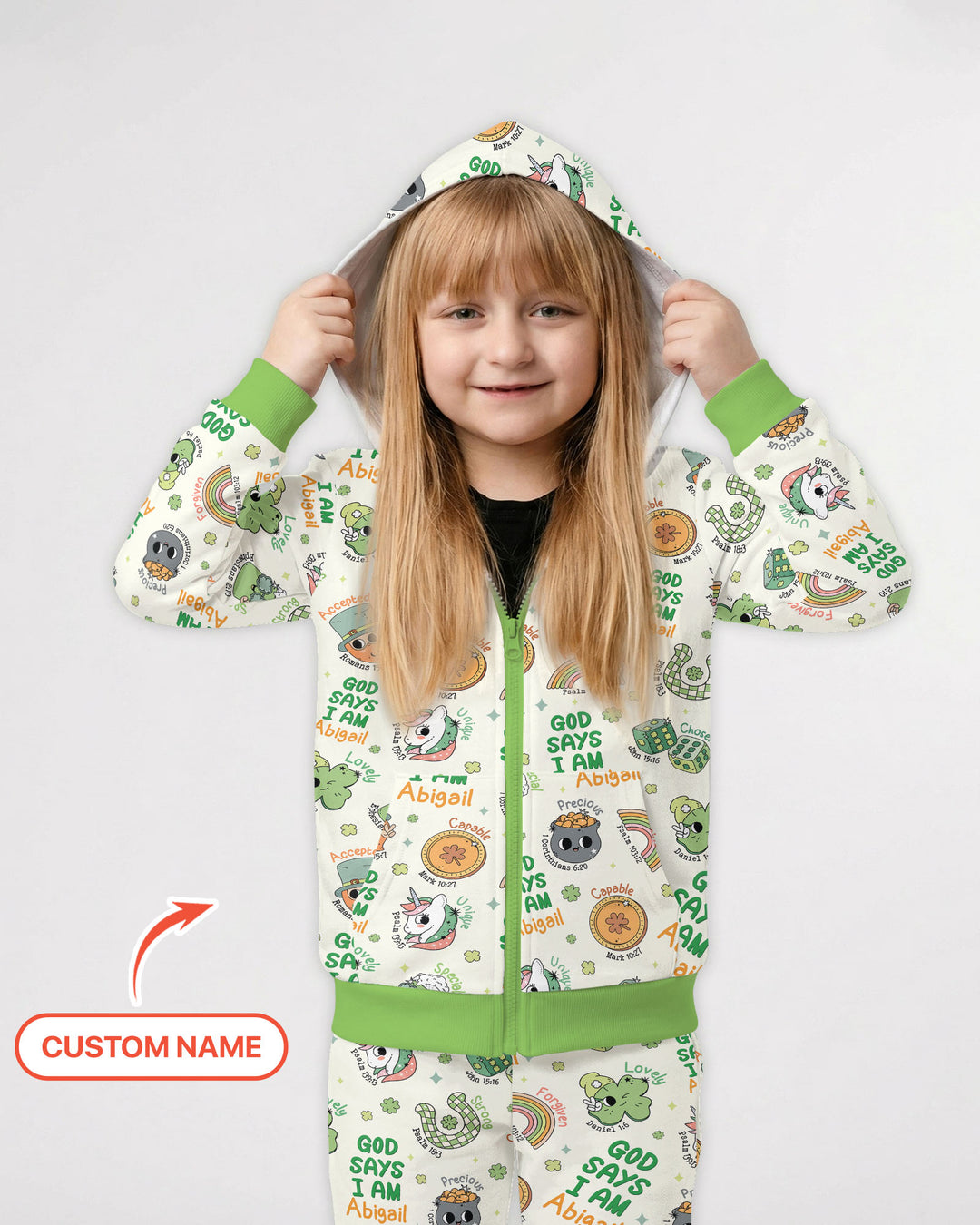 Personalized God Says I Am St. Patrick's Day Family Matching Zip Hoodie