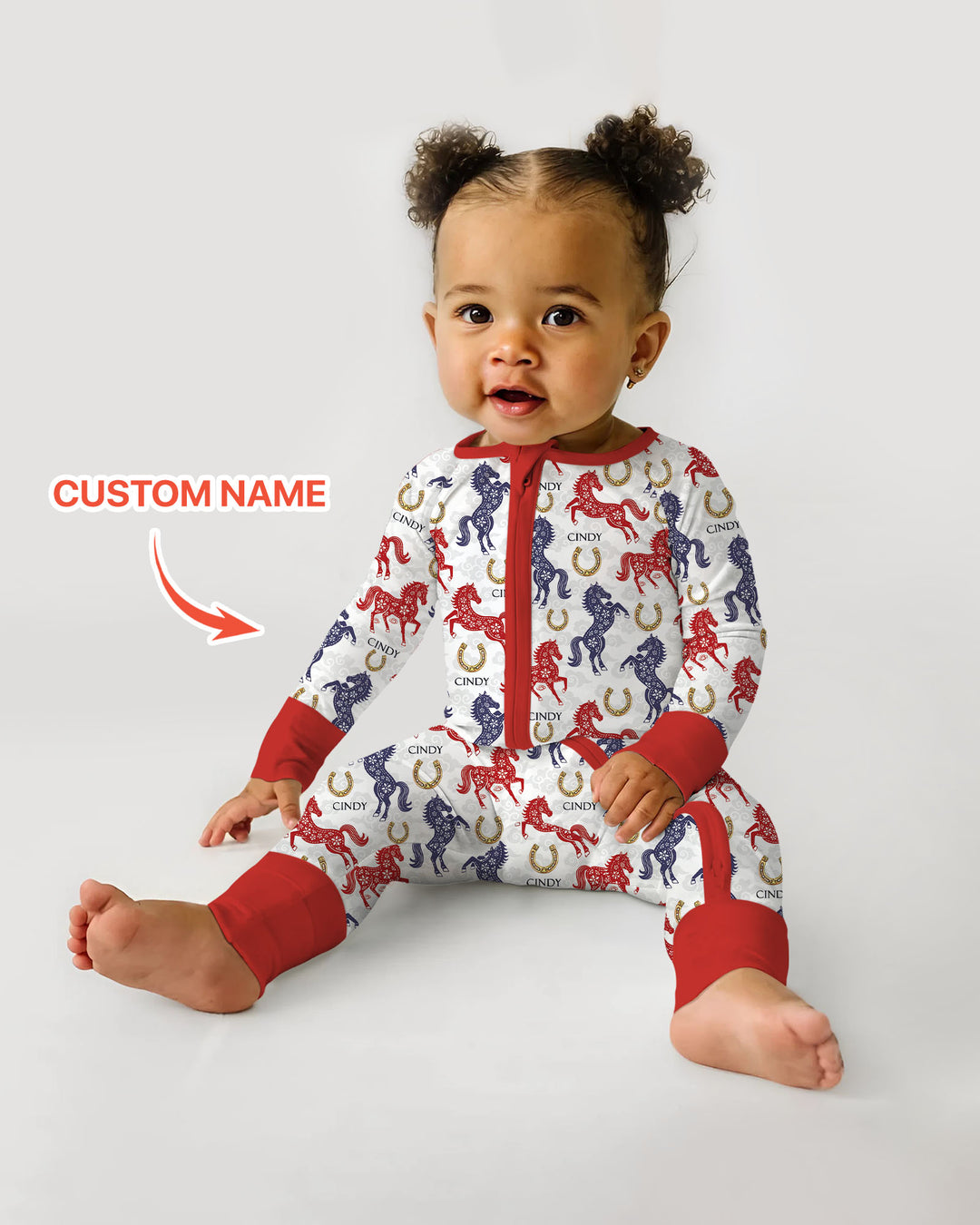 Custom Name Chinoiserie Horses Convertible Zippy