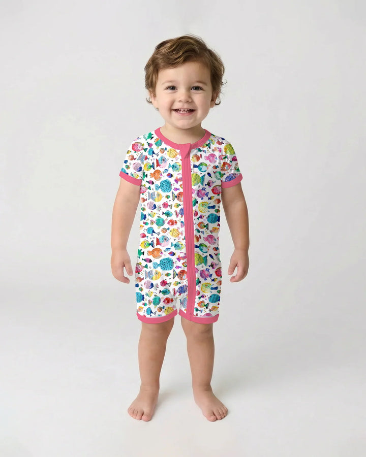 Rainbow Reef Fish Bamboo Shorty Zippy