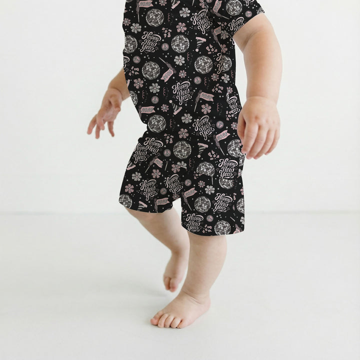 Disco New Years Eve Two Piece Short Sleeve Shorts Pajama Set