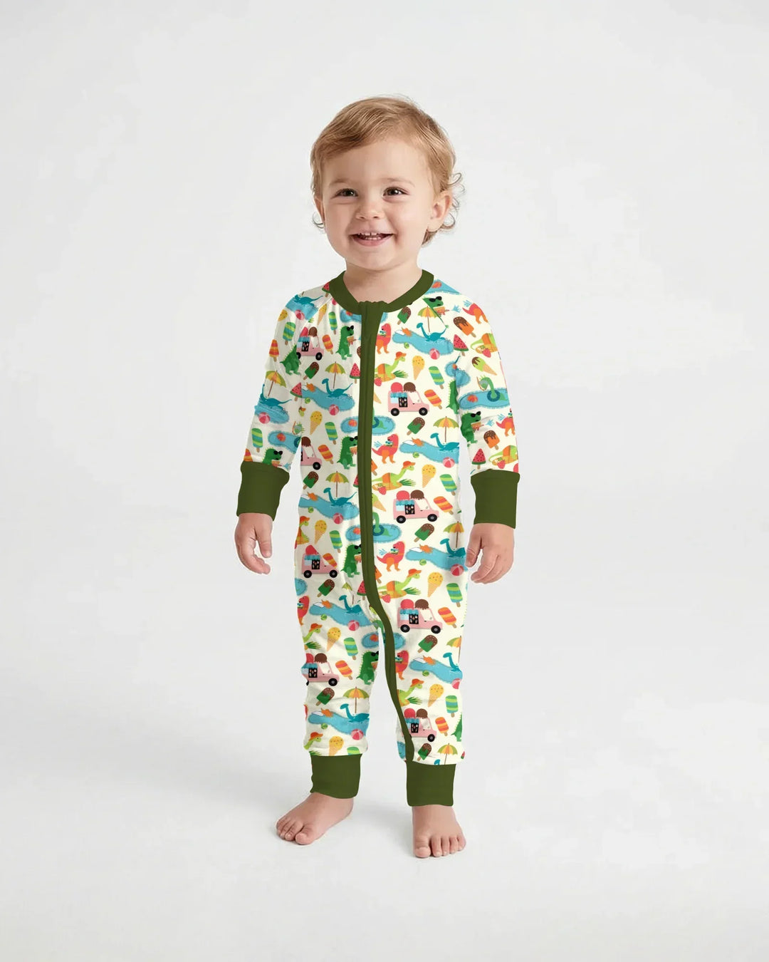 Pijama Dino Summer Splash Bamboo Convertible con Cremallera