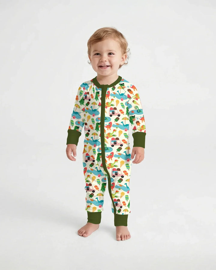 Pijama Dino Summer Splash Bamboo Convertible con Cremallera