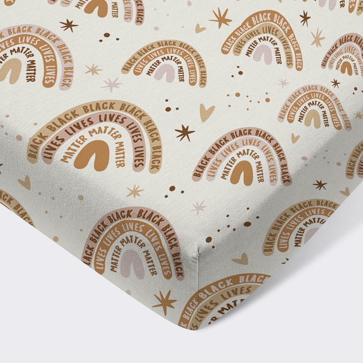 Back Lives Matter Rainbow Fitted Crib Sheet