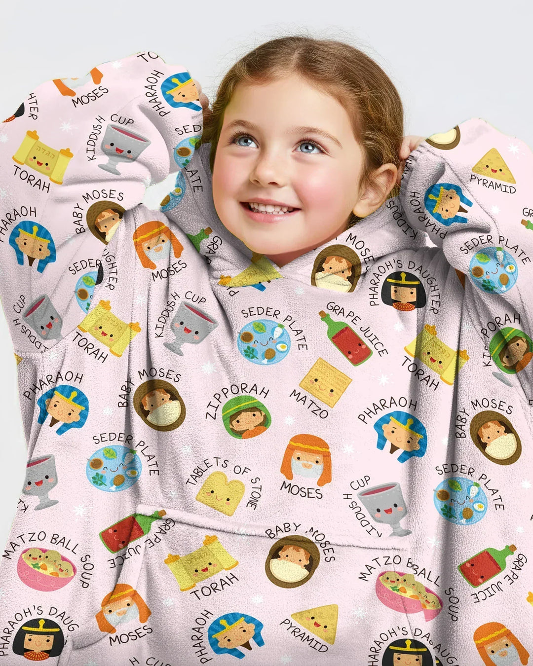 Cute Passover Characters Wearable Blanket Hoodie