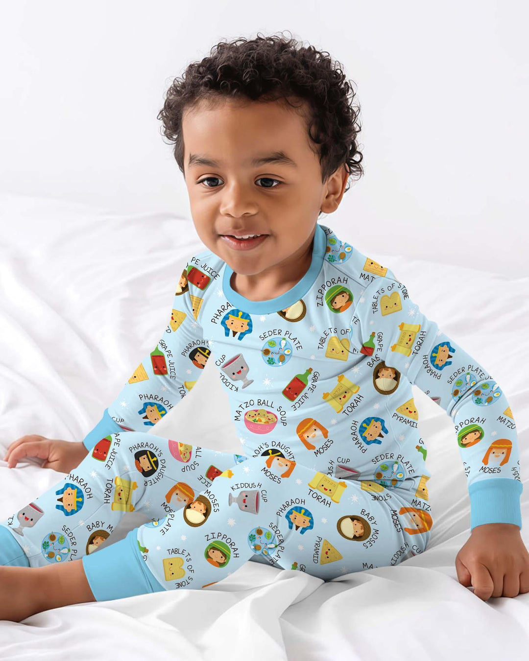 Cute Passover Characters Two Piece Long Sleeve Pajama Set