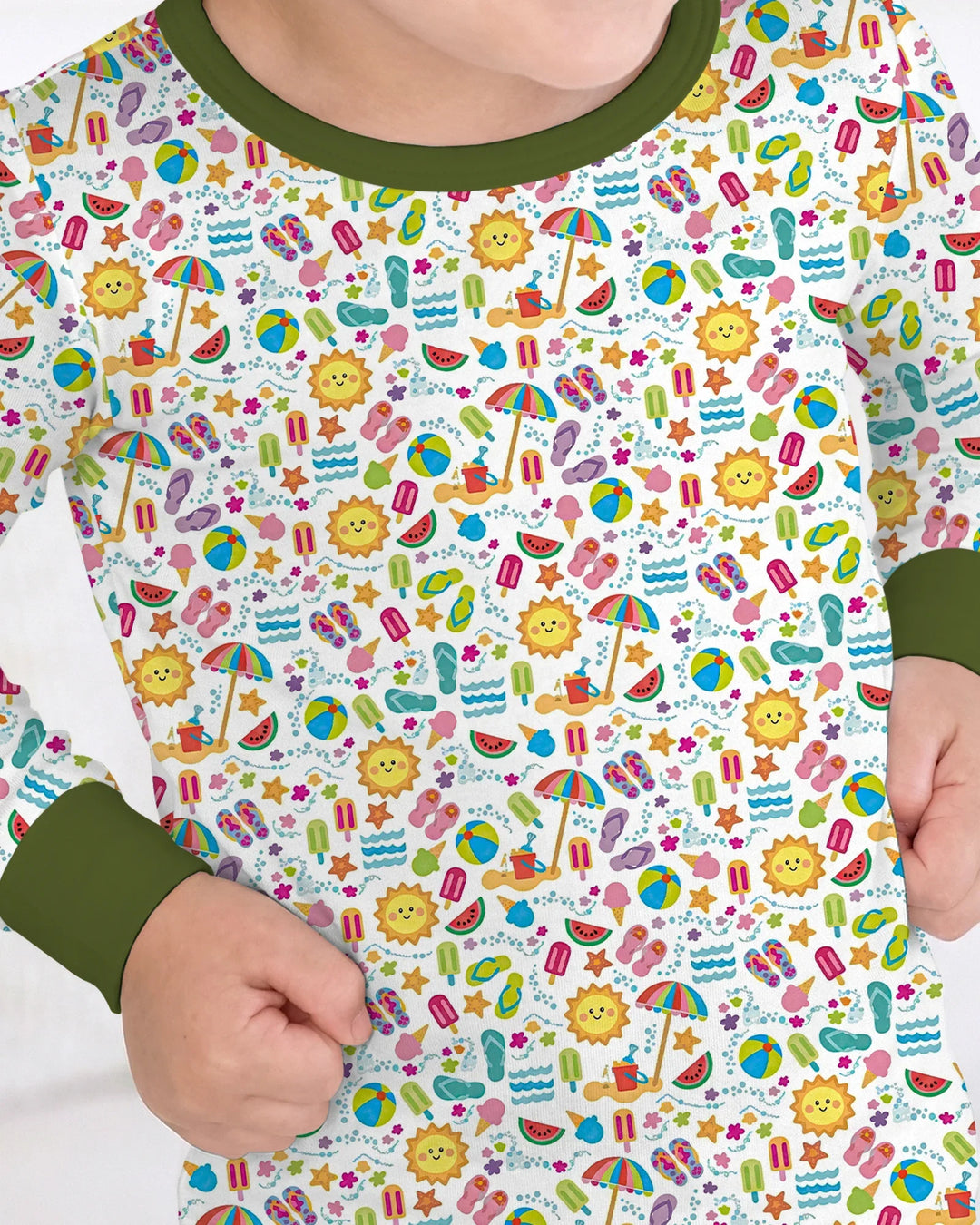 Zweiteiliges Langarm-Pyjama-Set mit Sommerfrüchten