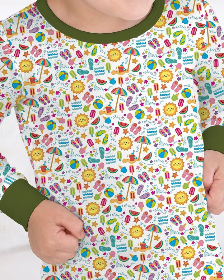 Zweiteiliges Langarm-Pyjama-Set mit Sommerfrüchten