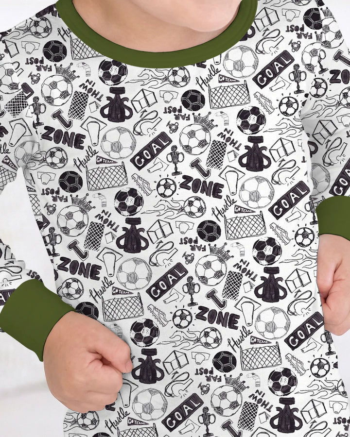 Soccer Doodle Bamboo Two Piece Long Sleeve Pajama Set
