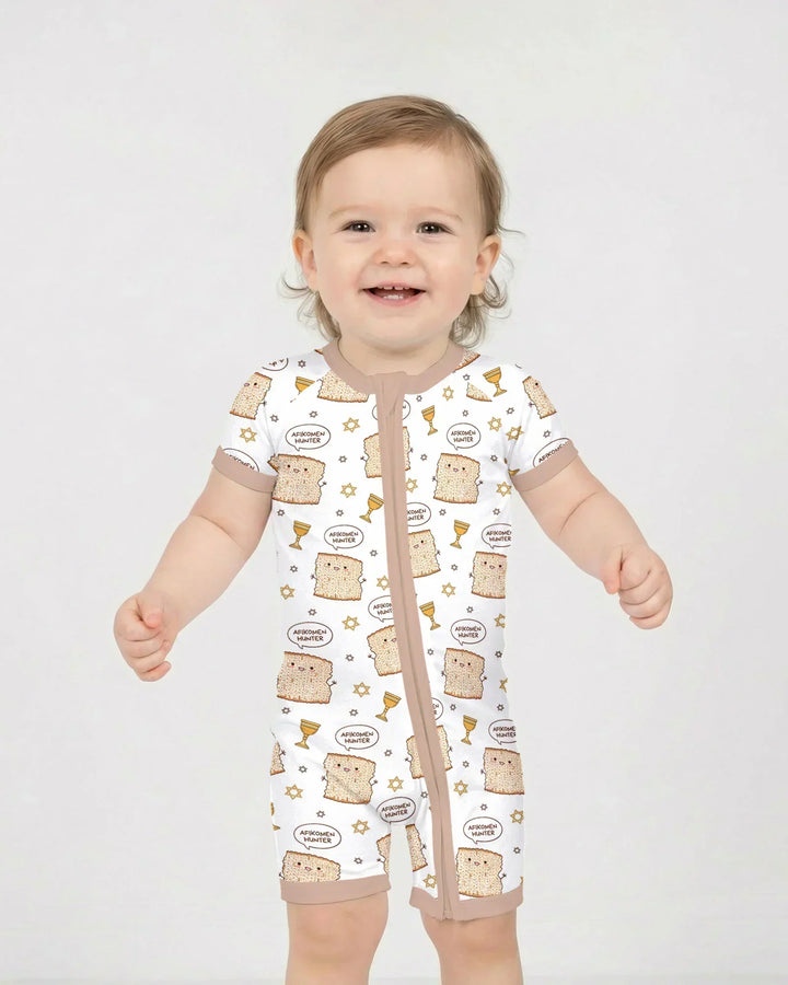 Pijama Corto con Cremallera de Bambú "Cazador de Afikoman"