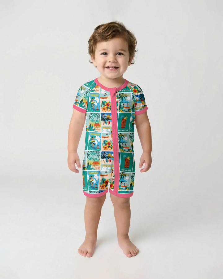 Aloha Postcard Paradise Bamboo Shorty Zippy