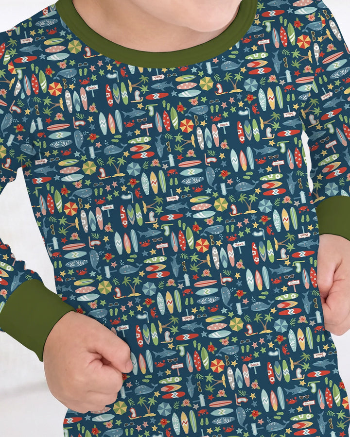 Endless Summer Surf Bamboo Two Piece Long Sleeve Pajama Set