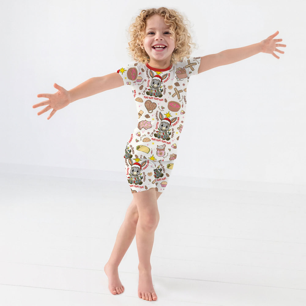 Feliz Navidad Two Piece Short Sleeve Shorts Pajama Set , Feliz Navidad Two Piece Short Sleeve Shorts Pajama Set - 12-18M