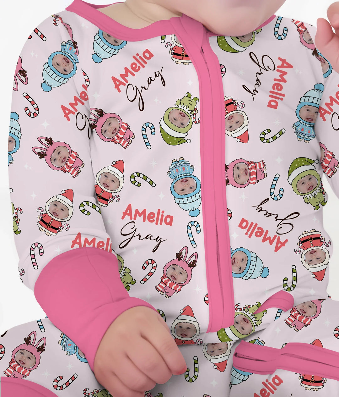 Custom Baby Photo Christmas Bear Convertible Zippy