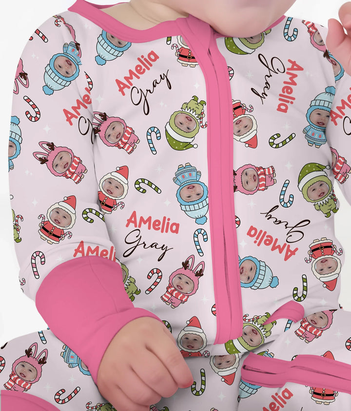 Custom Baby Photo Christmas Bear Convertible Zippy
