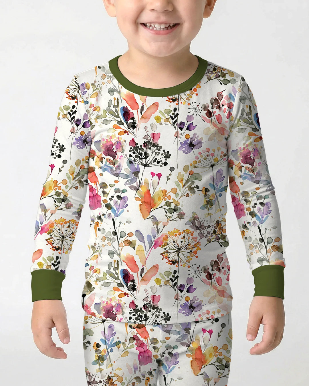 Conjunto de pijama de dos piezas de manga larga de bambú Autumn Meadow Botanicals