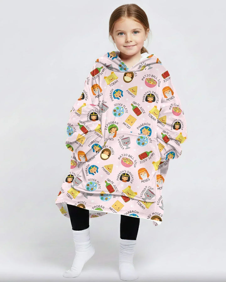 Cute Passover Characters Wearable Blanket Hoodie