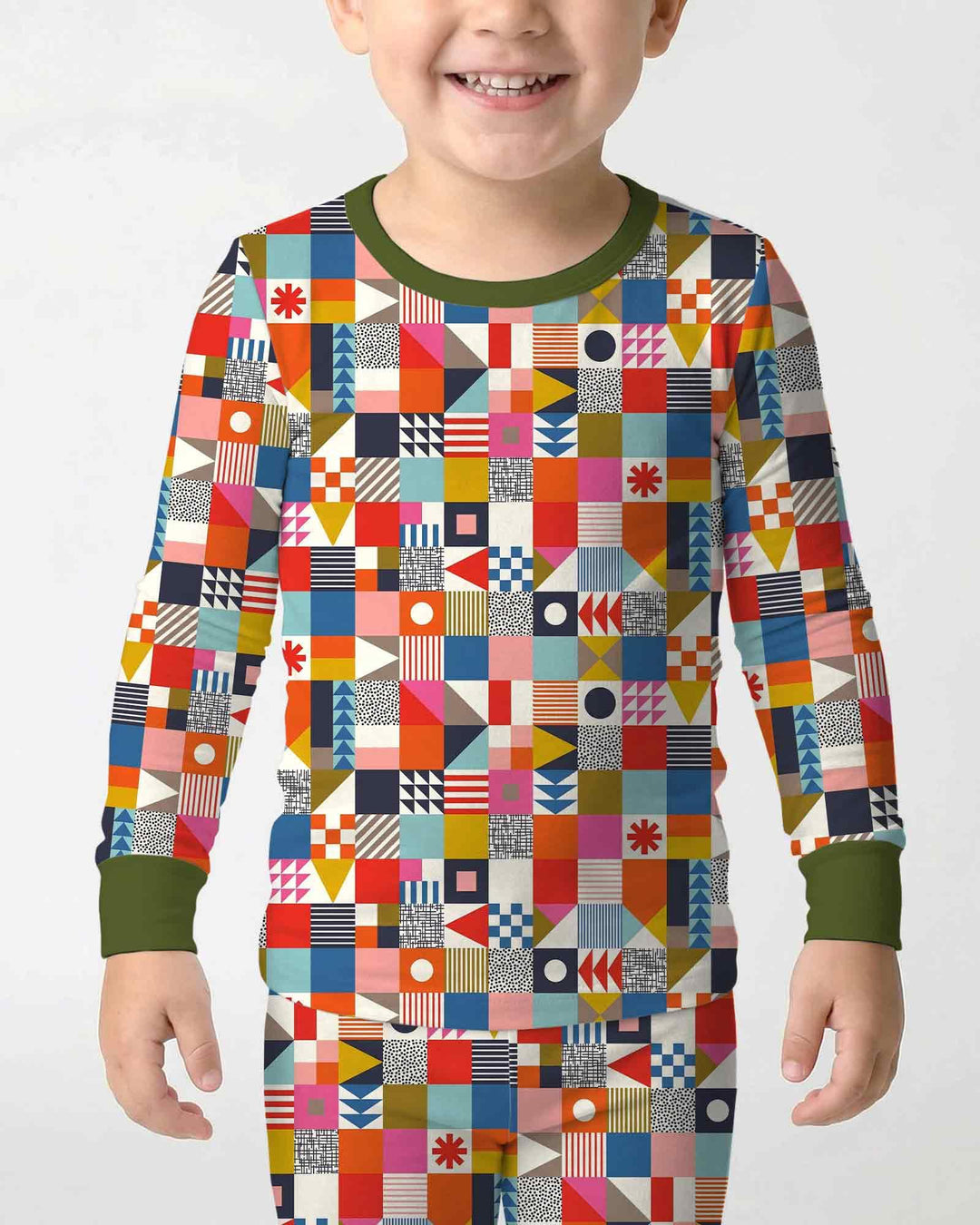 Playful Shapes Bamboo Two Piece Long Sleeve Pajama Set
