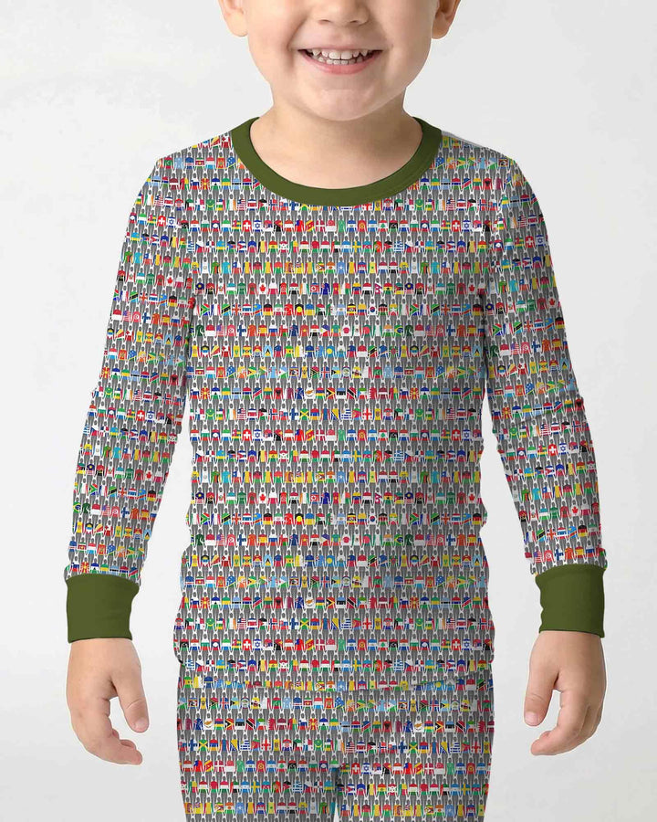 Conjunto de pijama de dos piezas de bambú con mangas largas, plantilla PERSONALIZADA