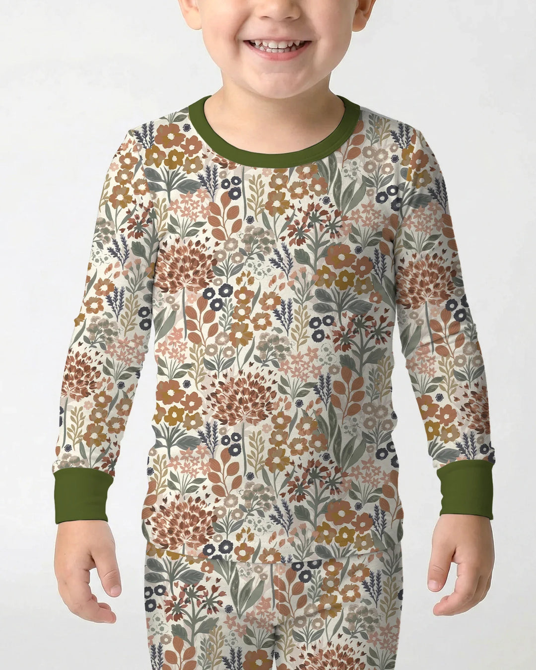 Conjunto de pijama de dos piezas de manga larga de bambú Autumn Meadow Botanicals
