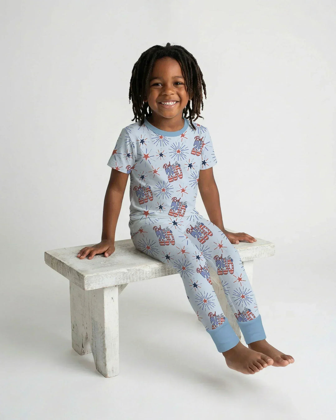 Red White and 250th Anniversary Bamboo Two Piece Short Sleeve Pajama Set