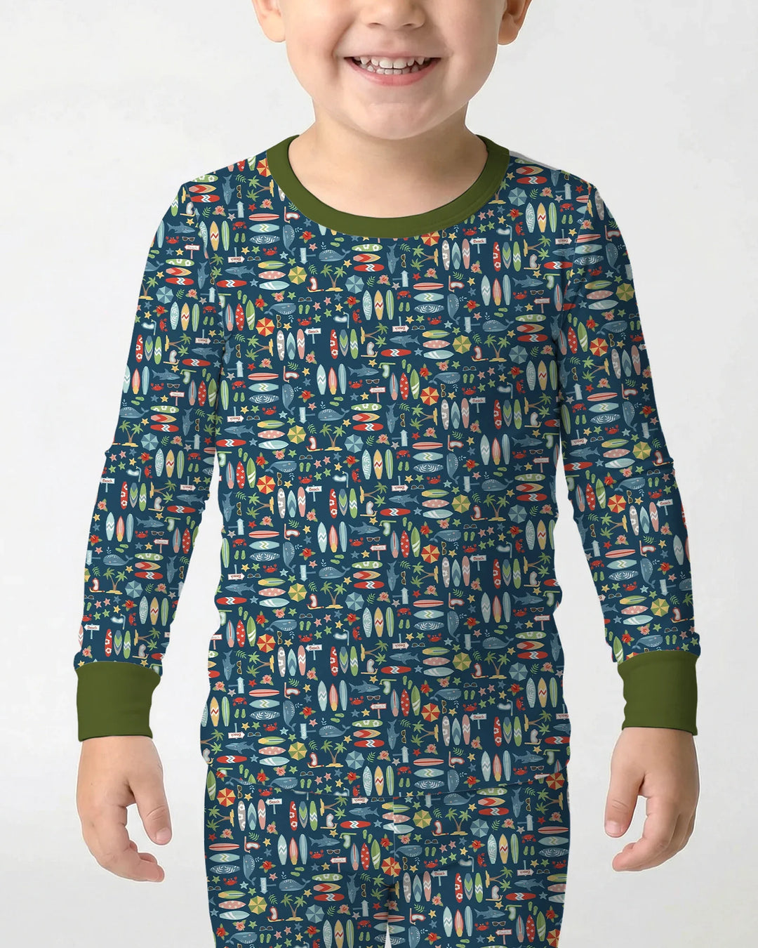 Endless Summer Surf Bamboo Two Piece Long Sleeve Pajama Set