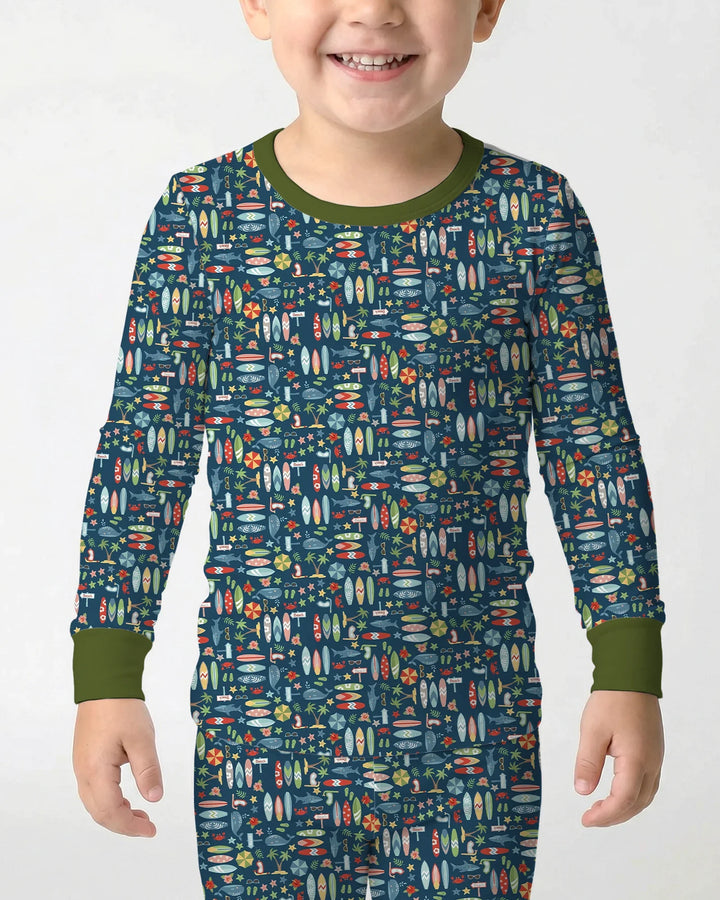 Endless Summer Surf Bamboo Two Piece Long Sleeve Pajama Set