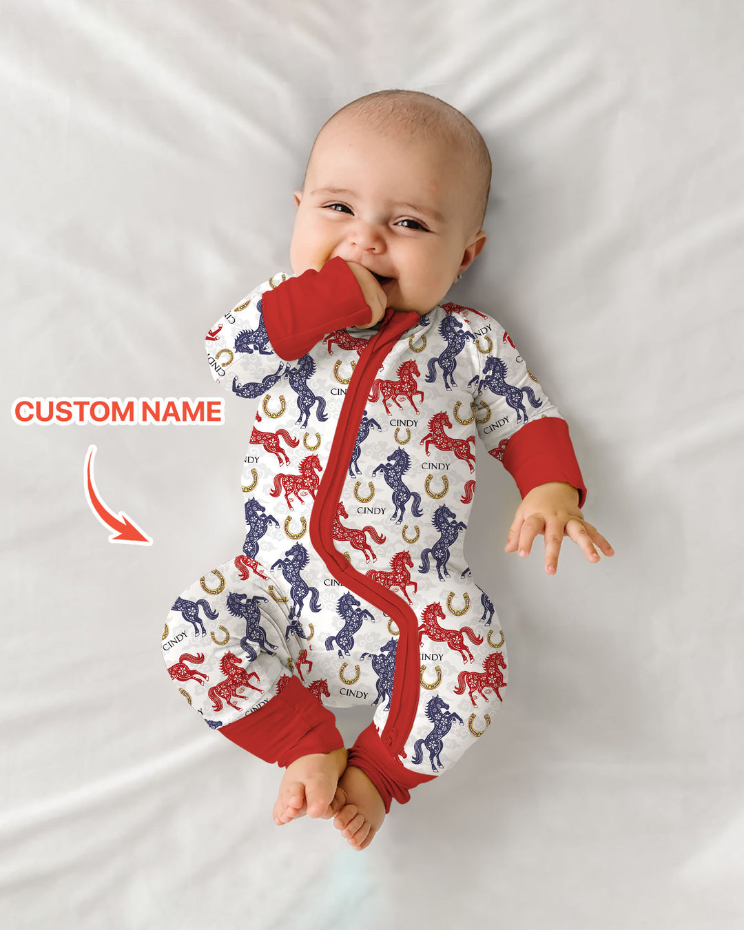 Custom Name Chinoiserie Horses Convertible Zippy