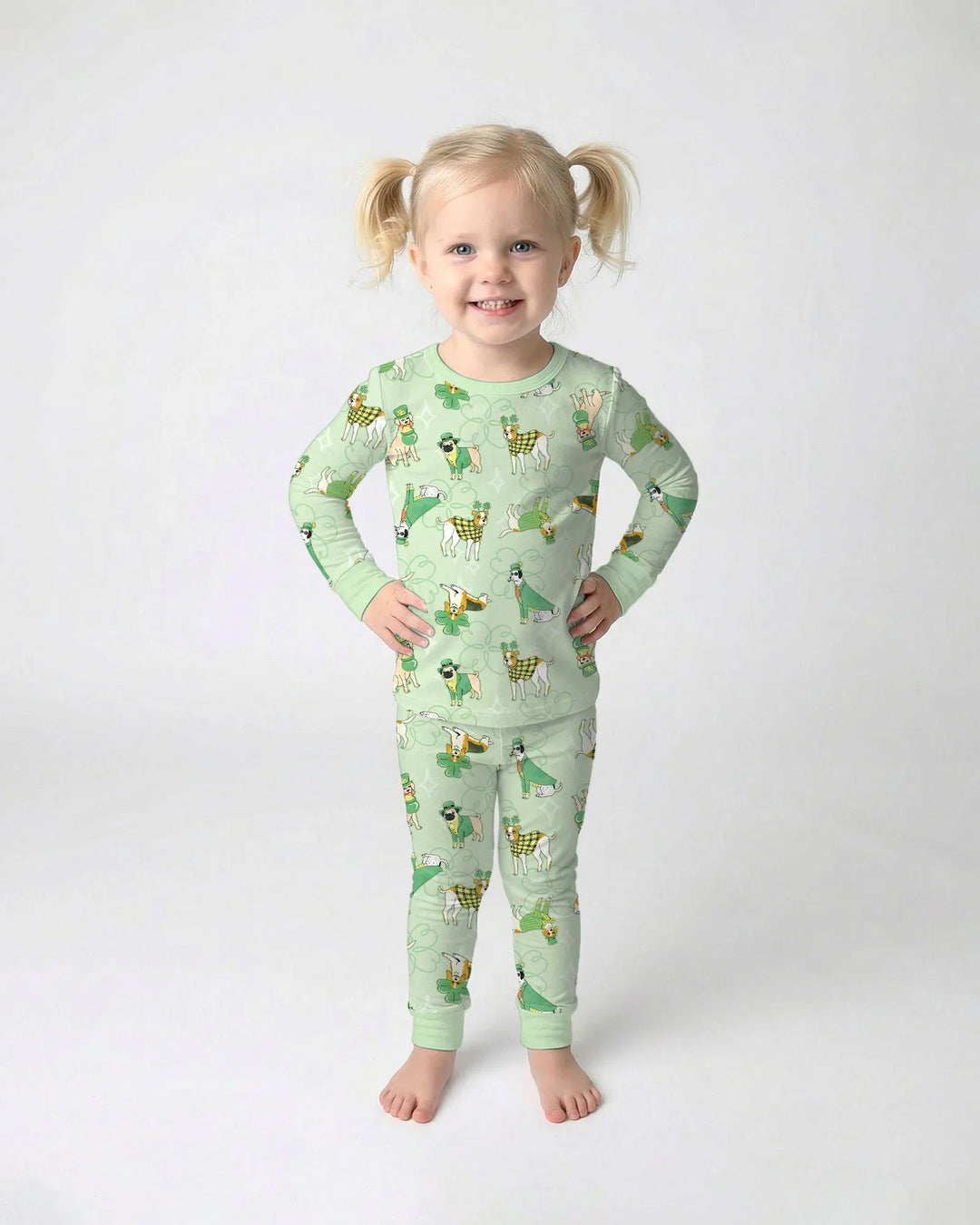 St. Patrick's Day Puppies Two Piece Long Sleeve Pajama Set