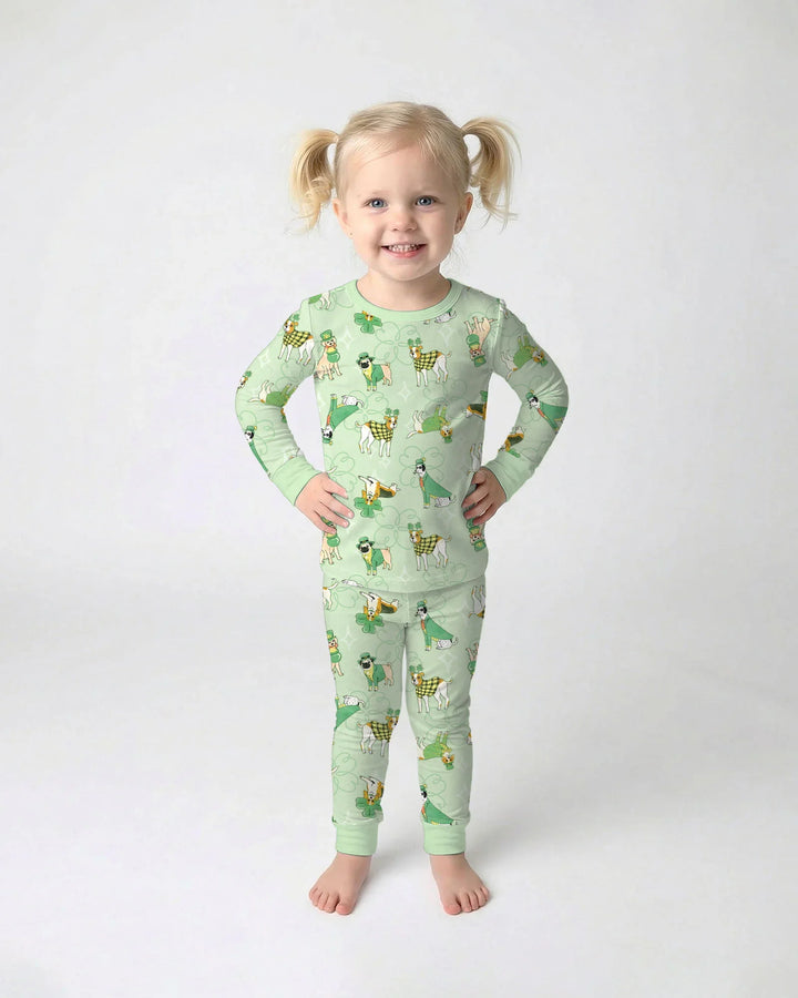 St. Patrick's Day Puppies Two Piece Long Sleeve Pajama Set