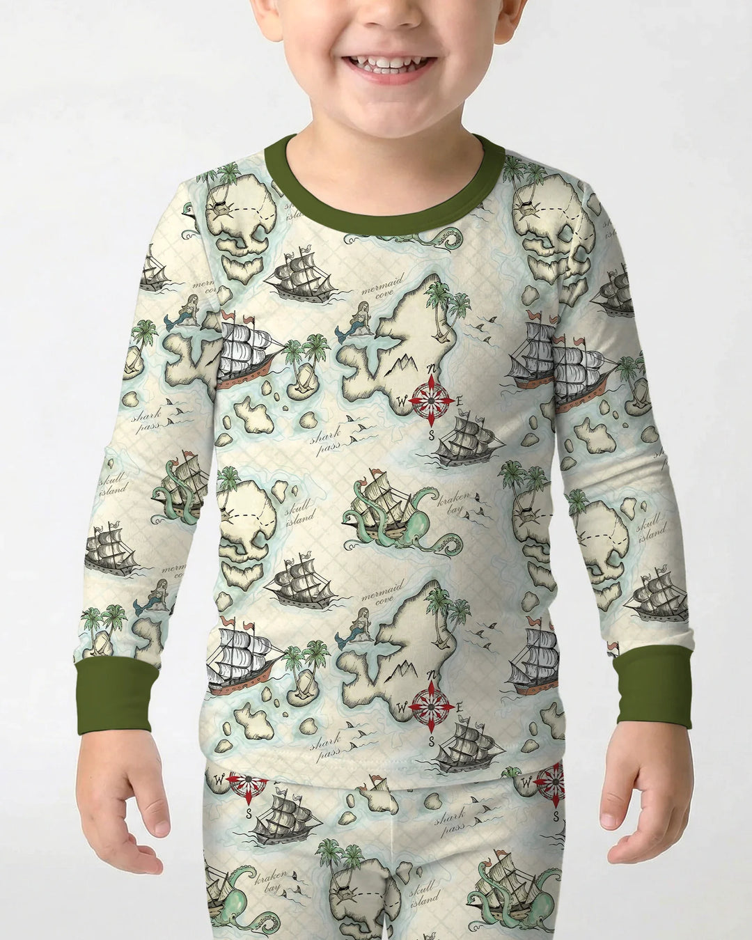 Pirate Treasure Map Quest  Bamboo Two Piece Long Sleeve Pajama Set