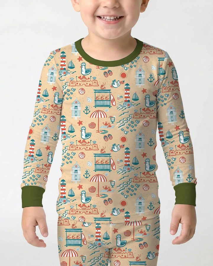 Seaside Storybook Days Bamboo Two Piece Long Sleeve Pajama Set