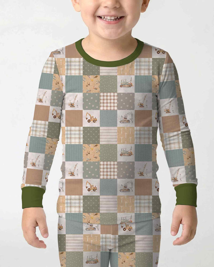 Construction Trucks Bamboo Two Piece Long Sleeve Pajama Set