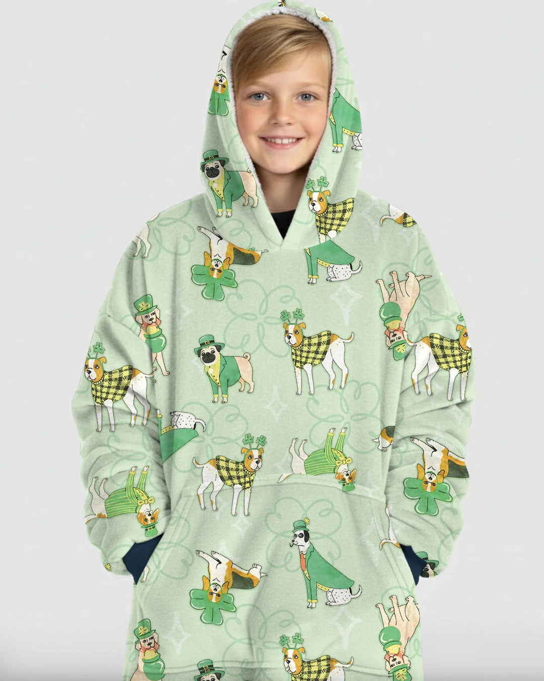 St. Patrick's Day Puppies Wearable Blanket Hoodie