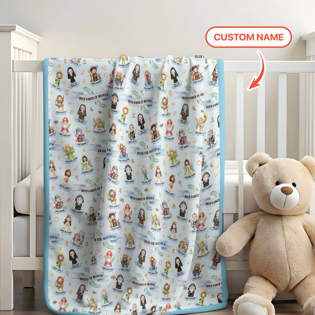 Holy Saints of Heaven Custom Name Toddler Blanket