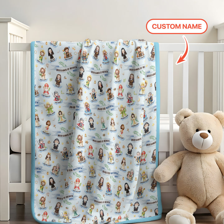 Holy Saints of Heaven Custom Name Toddler Blanket