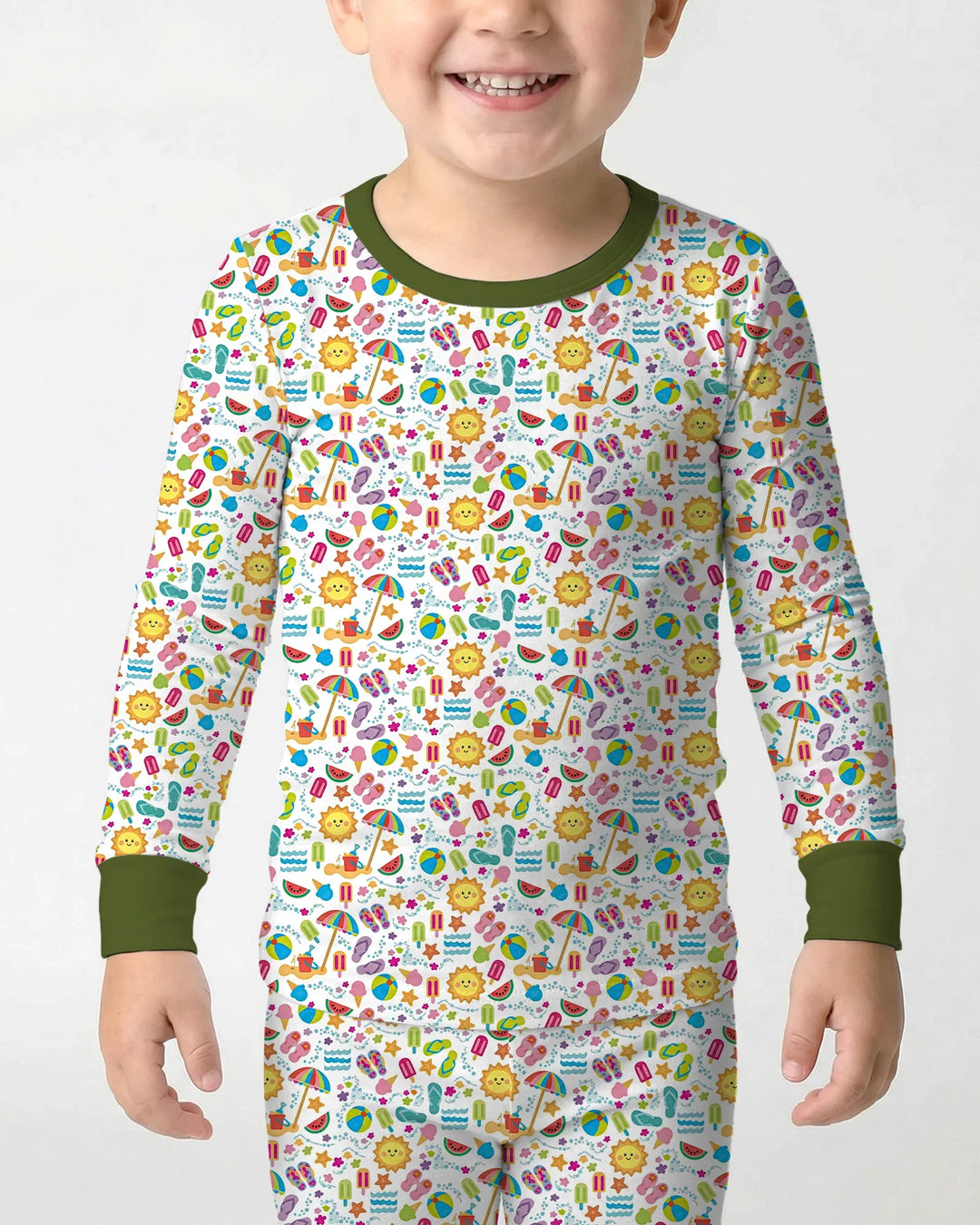 Zweiteiliges Langarm-Pyjama-Set mit Sommerfrüchten