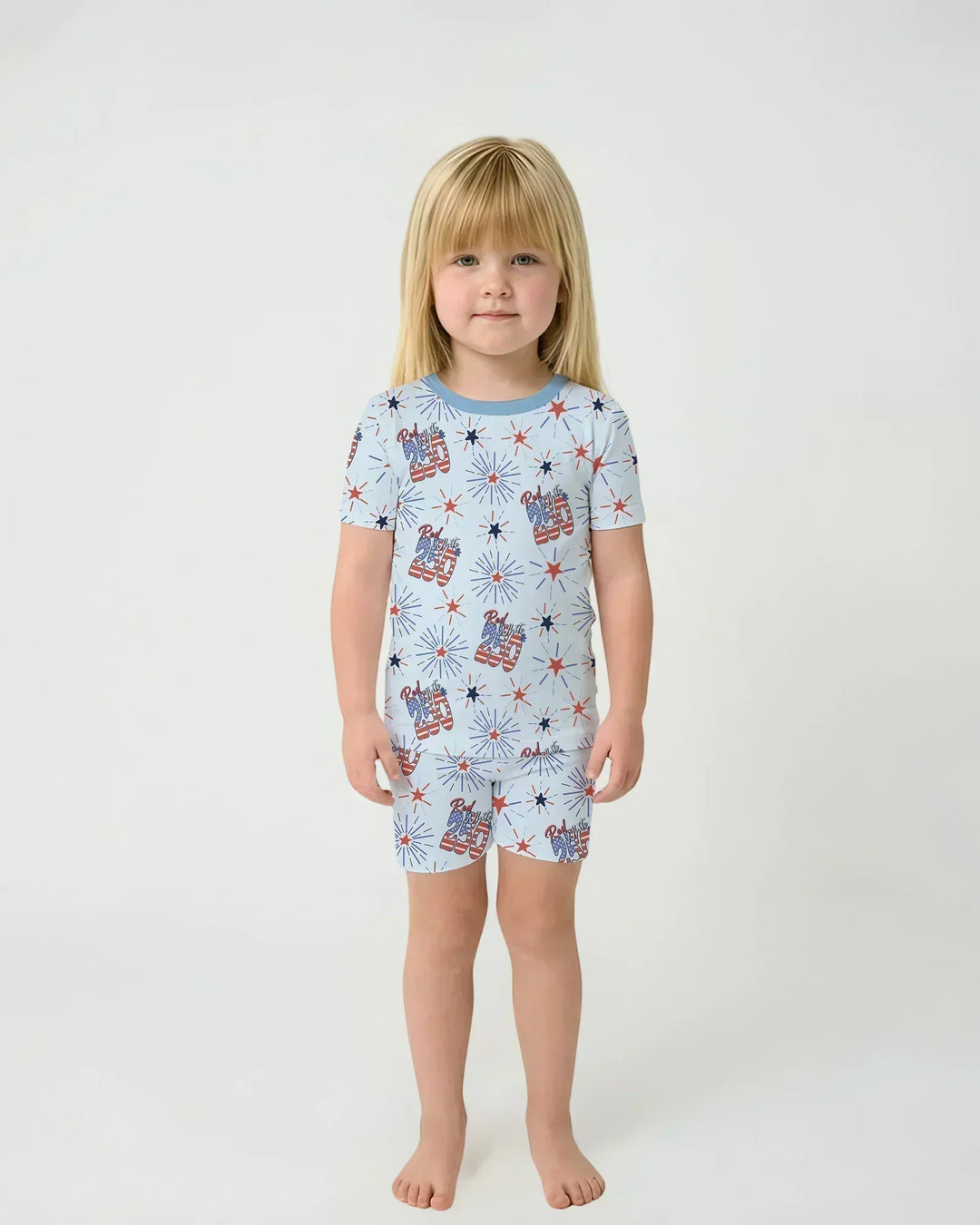 Red White and 250th Anniversary Bamboo Two Piece Short Sleeve Shorts Pajama Set