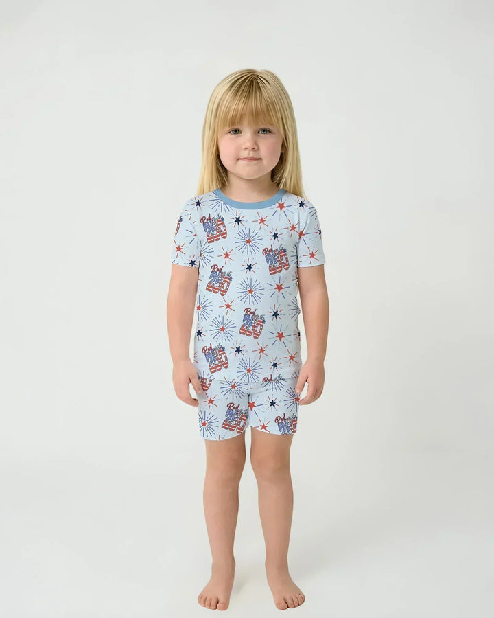 Red White and 250th Anniversary Bamboo Two Piece Short Sleeve Shorts Pajama Set