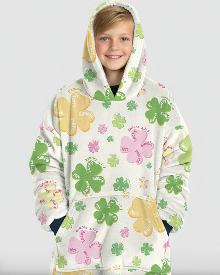 Shamrocks Print St. Patrick's Day Wearable Blanket Hoodie