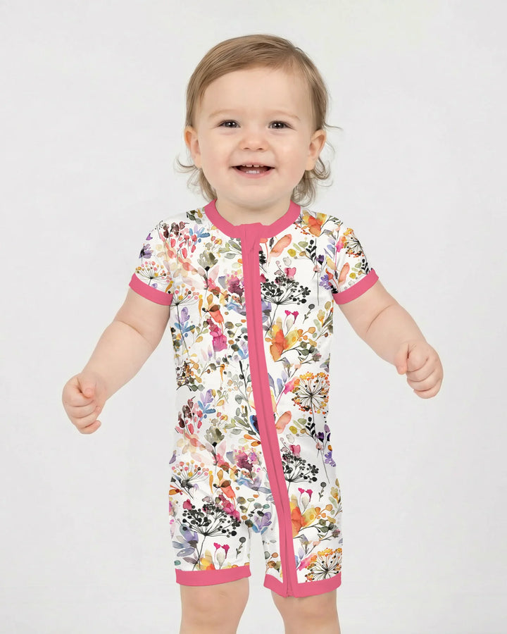 Wildflower Watercolor Garden Bamboo Shorty Zippy